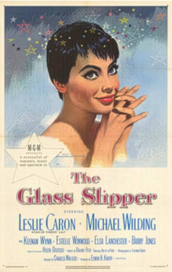 Original The Glass Slipper poster 1955 MGM US one sheet lithograph featuring Cinderella theme with Leslie Caron, linen backed