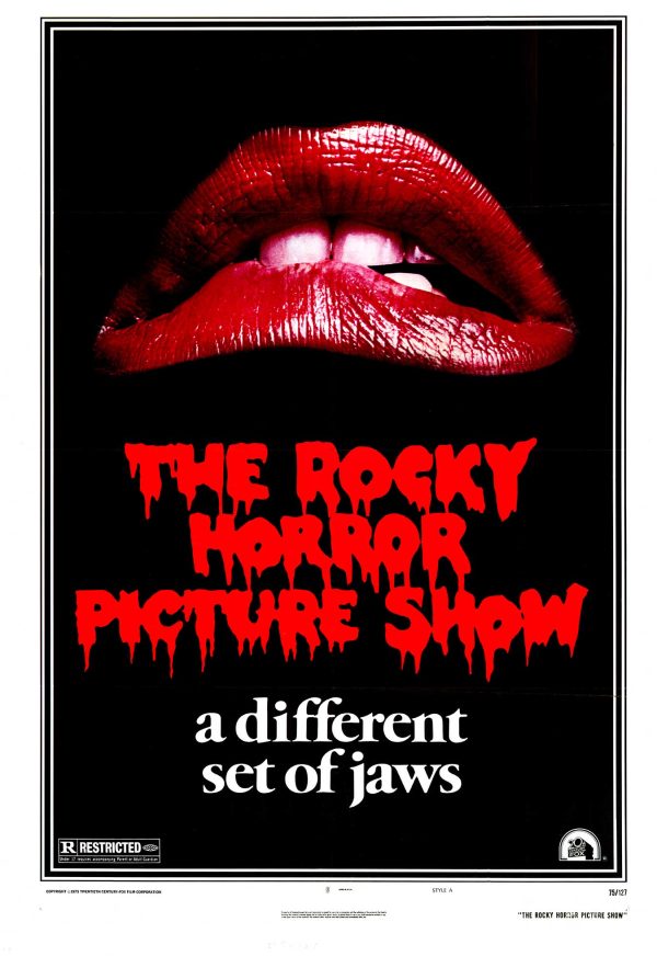 Original The Rocky Horror Picture Show (1975) US one sheet Style A movie poster, not a reproduction. Directed by Jim Sharman and starring Tim Curry, Susan Sarandon, and Barry Bostwick, the film became one of the most enduring cult classics in cinema history. Blending musical, horror, and comedy elements, the film gained lasting recognition through midnight screenings and audience participation, establishing a unique place in film culture. Its transgressive themes and theatrical style contributed to its long-running influence and continued popularity. This poster features the iconic red lips image, modeled by Lorillie Goldberg, paired with the distinctive dripping title typography and the tagline “a different set of jaws.” The design is among the most recognizable in film poster history and is closely associated with the film’s cult identity. Issued by 20th Century Fox with NSS number 75/127, this example is printed as a lithograph and has been professionally linen backed, with original fold lines restored. Linen backing stabilizes the poster and provides a flat, conservation-ready surface suitable for framing and long-term display.