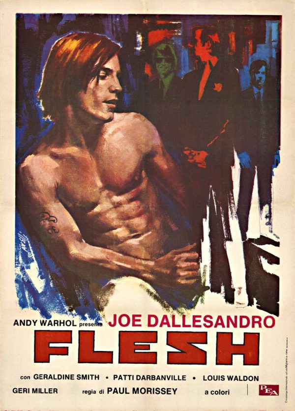 Original Flesh 1968 Italian 2 fogli film poster Andy Warhol Joe Dallesandro shirtless portrait