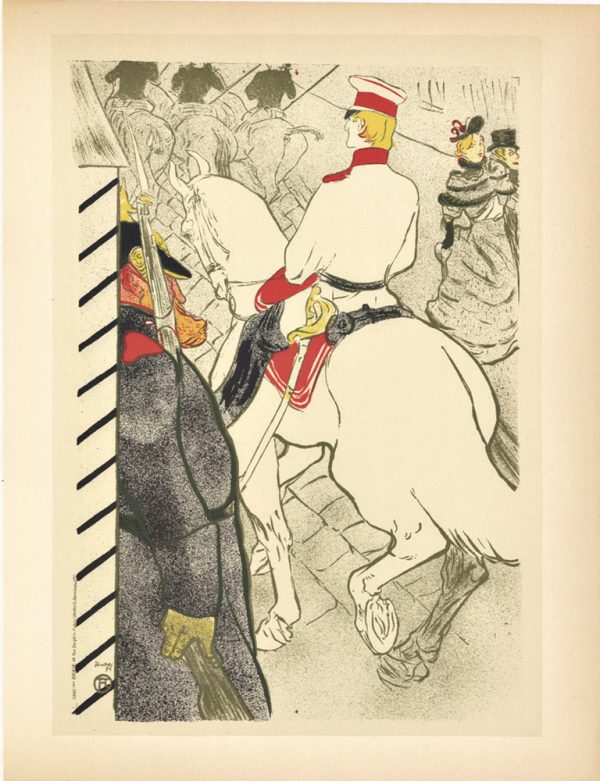 Henri Toulouse-Lautrec Napoleon lithograph 1950 book plate XIII after 1895 poster mounted Prussian officer horse minimal color scene