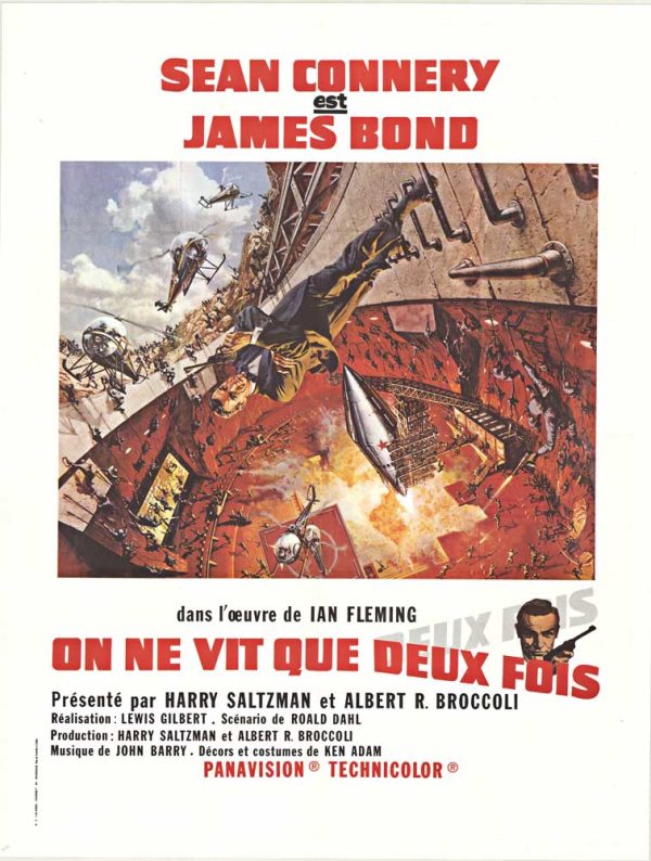 Date: 1970s (re-release) Artist: Frank McCarthy Medium: Original lithographic poster Dimensions: 47.25 x 63 inches Description: This dynamic French grande poster for You Only Live Twice channels the explosive spectacle of the James Bond franchise through the cinematic bravura of Frank McCarthy. Known for his sweeping, action-driven compositions, McCarthy constructs a dramatic diagonal plunge across the image, with Bond suspended amid chaos—falling bodies, erupting fire, and splintering architecture converge in a dizzying cascade of movement. The palette is dominated by searing reds and burnished earth tones, punctuated by bursts of flame and sky, evoking both danger and velocity. Distinct from its original release counterparts, this French re-release design amplifies the film’s sense of scale and international intrigue, pairing bold graphic intensity with refined European typography. The composition reads almost as a visual crescendo, drawing the viewer into the heart of the action while maintaining a sophisticated balance of form and narrative clarity. As a large-format grande affiche, it embodies the grandeur of mid-century European poster design while celebrating one of the most iconic entries in the Bond canon. Condition: Very good condition. Originally issued folded, now professionally conservation linen-backed with fold lines expertly restored. Presents beautifully and is ready for framing. Authentication: This is an original French theatrical re-release poster from the 1970s, created for cinema display. It is not a reproduction. Accompanied by a Certificate of Authenticity and offered by an IVPDA-certified dealer.