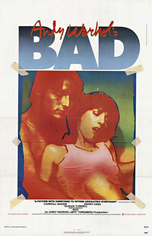 Original Bad 1977 US one sheet movie poster Andy Warhol production