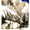 Original vintage 1954 Savoie Alps travel poster by Lucien J. Fontanarosa for SNCF featuring alpine landscape lithography