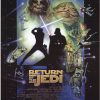 Original, 1997 one-sheet Return of the Jedi Special Edition poster featuring Luke Skywalker and Darth Vader silhouettes with character montage and starfield background.