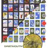 1959 Dartmouth Outing Club 50th anniversary ski poster, American color lithograph featuring grid of Winter Carnival poster vignettes and club insignia, linen-backed.