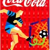 Coca-Cola FIFA World Cup USA 1994 poster geometric soccer player red background vintage advertising lithograph