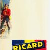 French Ricard poster with fisherman by water and large blank space for custom text