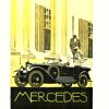 L"1926 Ludwig Hohlwein Mercedes lithograph poster featuring bold automotive graphics, original 11.75×9 inch bookplate with Art Deco design"