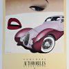 Razzia Concours Automobiles Classiques vintage poster, maroon classic car with woman eye and red lips detail, linen-backed
