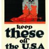 Original 1918 Keep These Off the U.S.A. WW1 propaganda poster by John Norton, Liberty Bonds lithograph, linen-backed