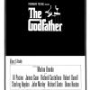 Original 1972 The Godfather theatrical movie poster; bold white typography on black background announcing 'The Godfather' with Paramount Pictures logo and cast names including Marlon Brando and Al Pacino—classic film marketing, iconic cinema design"