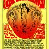Linda Segul original 1968 Northern California Folk-Rock Festival concert poster; psychedelic design with bright yellow background, bold red typography, surreal central imagery of female figures with angelic wings, lists Jimi Hendrix, Led Zeppelin, Jefferson Airplane, and 40+ additional performers, May 22-25 concert dates, mint condition lithograph
