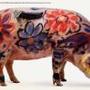 Authentic 1968 Andy Warhol RCA ColorScanner poster featuring vibrant finger-painted "Gaudy" pig with abstract flowers; rare small-format vintage original Pop Art advertising print