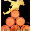 "Rare original Biere de Charmes small cartone poster, c. 1924. Features King above stacked beer barrels with French text. Restored and linen-backed, 22 x 13.75 inches." Small format.