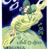"Original 1924-1925 Jean d'Ylen poster for Craven A Virginia Cork Tipped Cigarettes featuring Art Deco-style female figure in flowing green garments"