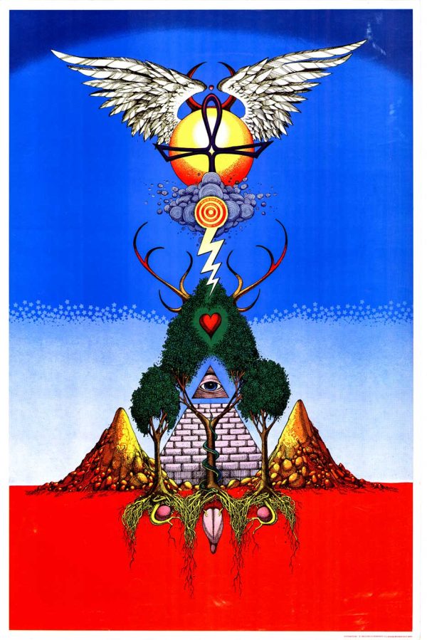 "Rick Griffin 1968 Untitled Ovaries original offset lithograph psychedelic poster with stress marks, 23x35 inches, Berkeley Bonaparte distribution"