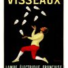 Leonetto Cappiello "Visseau Lampe Électrique Française" 1913 original poster—rare authenticated vintage linen-backed print, Grade A-